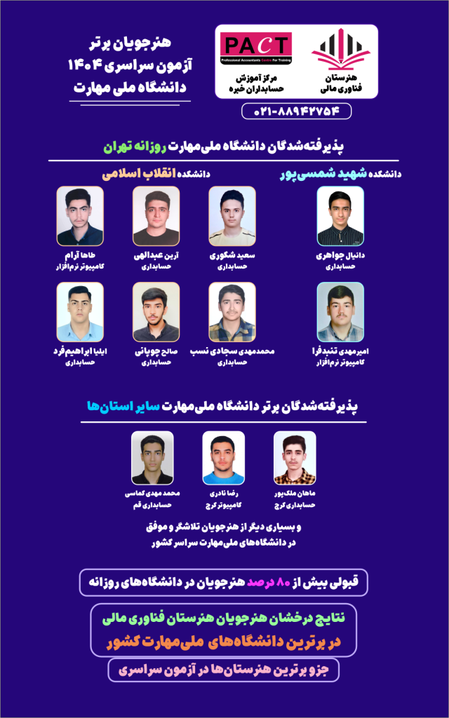 قبولی های استان تهران هنرجویان هنرستان پکت در کنکور 1404